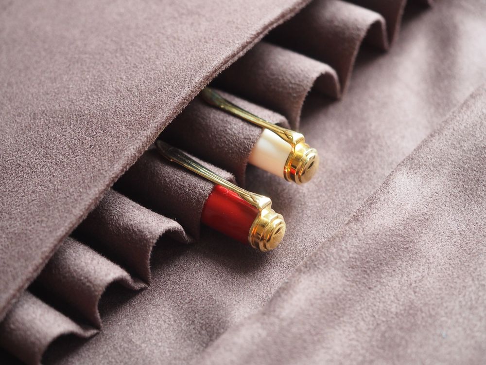 Kyoku Haku - Leather Zippered 10 Pen Case - Brown