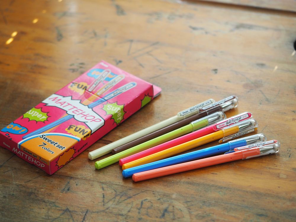 Pentel Mattehop Gel Pen - 1.0mm - Set of 7 - B