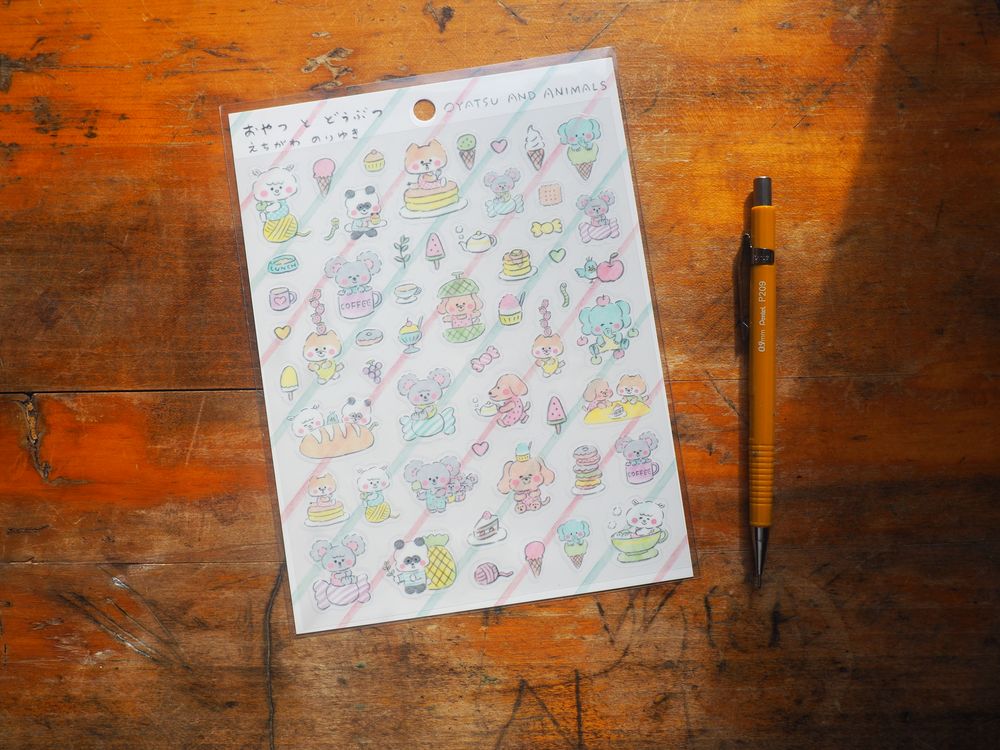 Sticker Sheet - Noriyuki Echigawa - Snack and Animals (22-986)