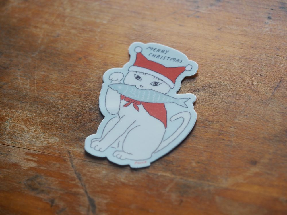 Foonie - Vinyl Sticker - White Christmas Cat