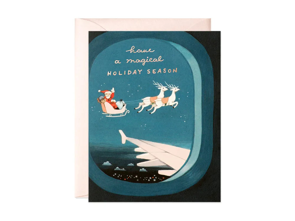 JooJoo Paper - Plane Window Santa Holiday Greeting Card