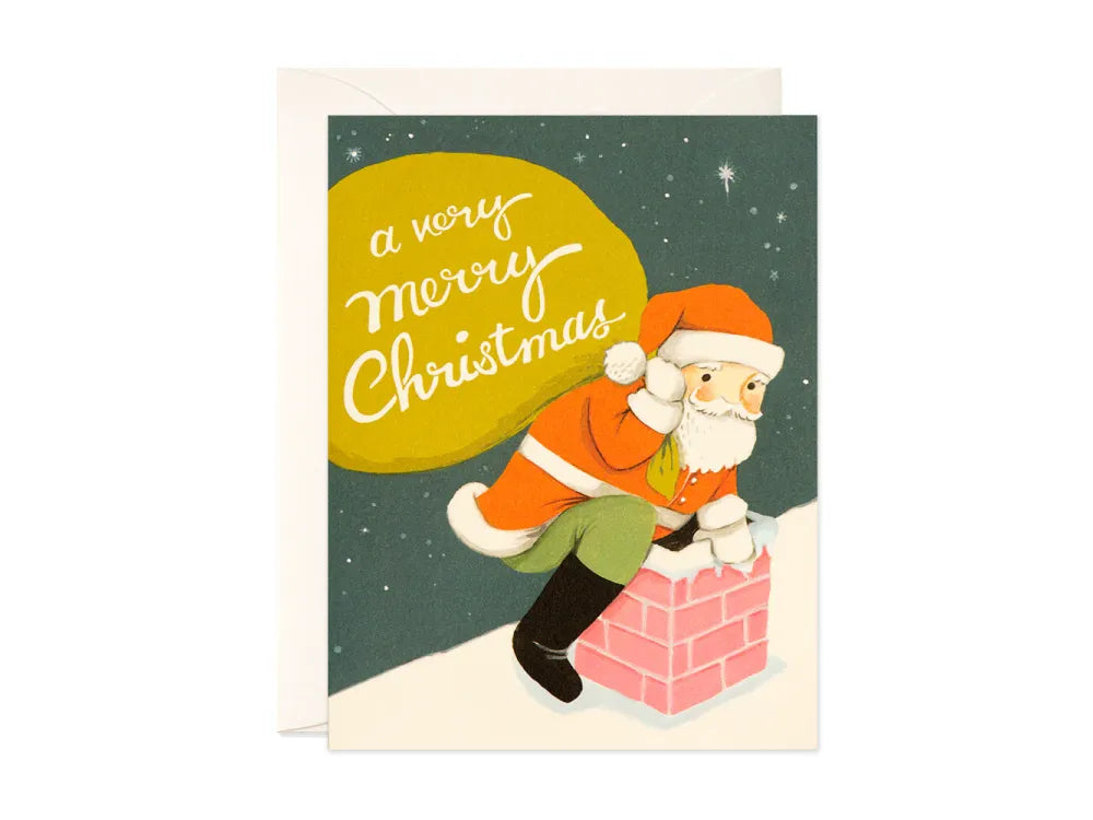 JooJoo Paper - Santa on Rooftop Greeting Card