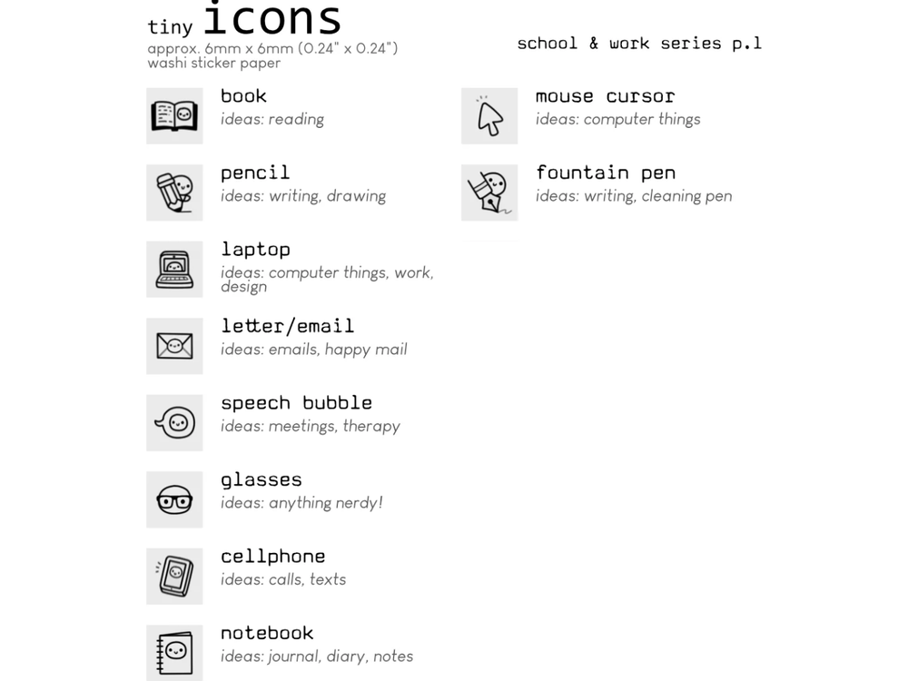 TheCoffeeMonsterzCo - Tiny Icons - School & Work - Glasses (Washi Paper) (E1191B)