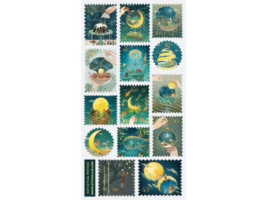 STICKII - Radiant Moon Stamps - 1 Sheet