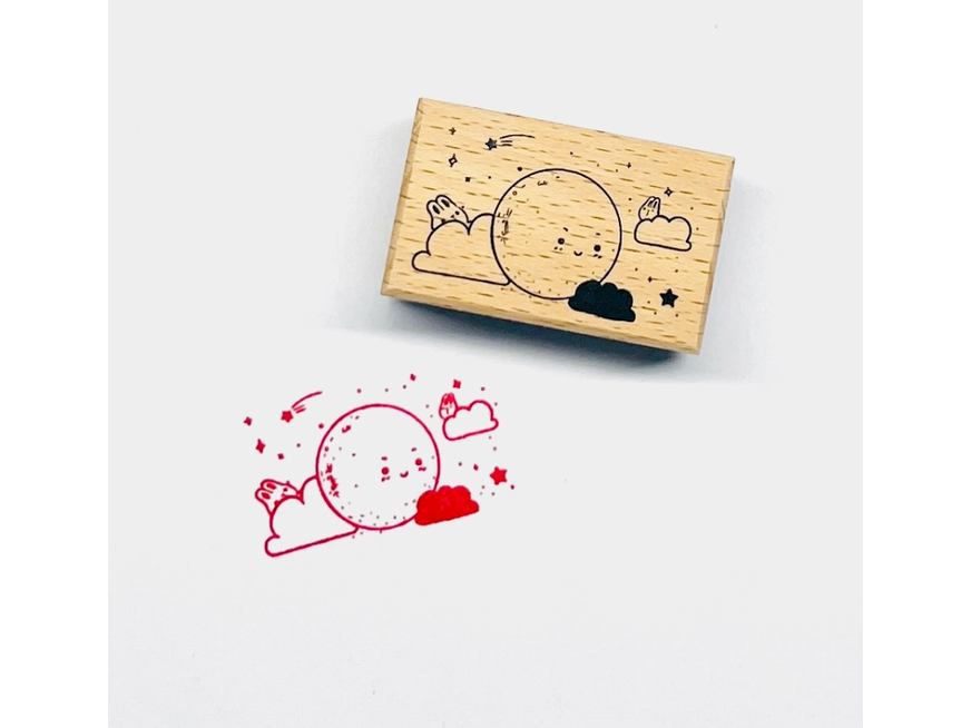 The Little Red House Rubber Stamp - Full Moon with Bunnies