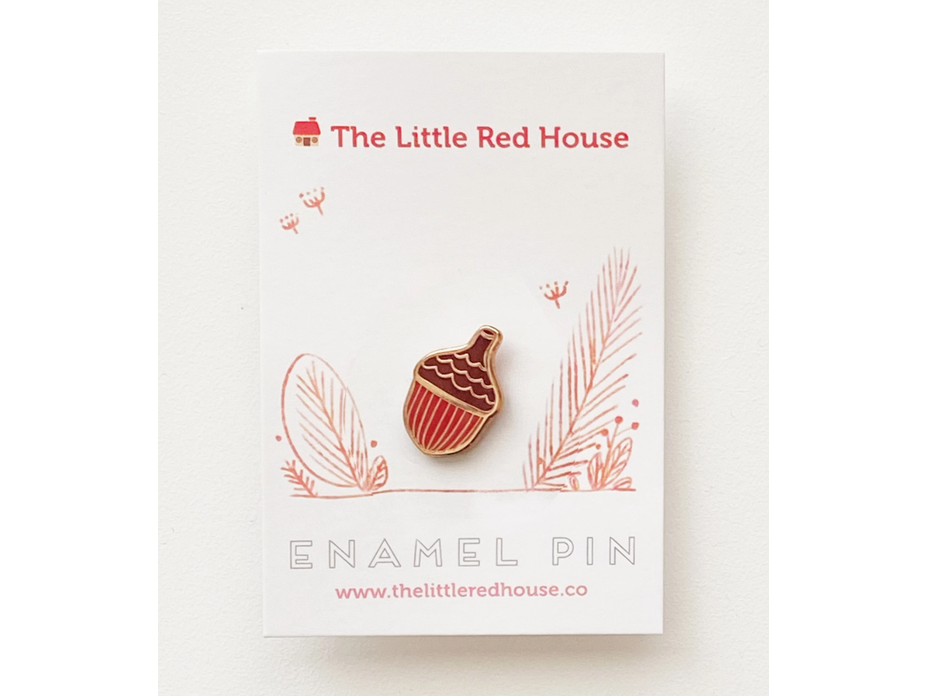 The Little Red House Enamel Pin - Small Acorn Rose Gold