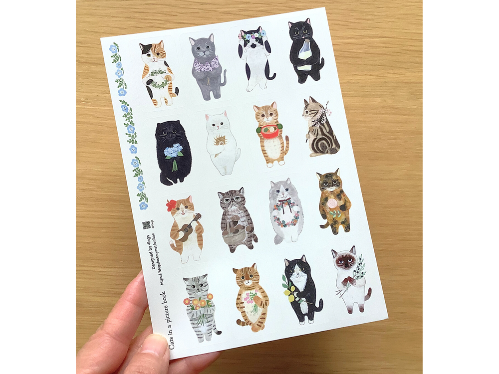 Sticker Sheet - Cats in Picture Book