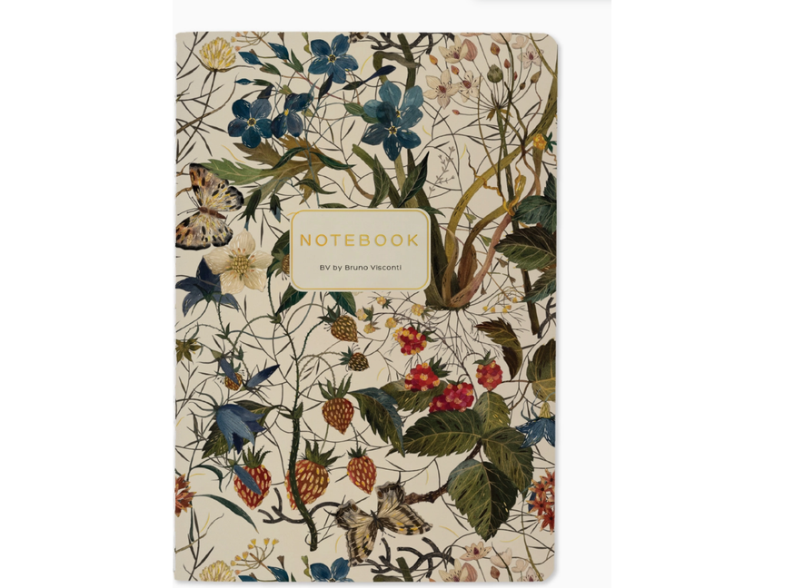 Bruno Visconti - Notebook - A5 Lined - Forest Flowers on White