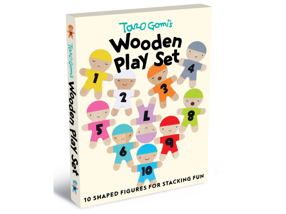 Taro Gomi's Wooden Play Set: 10 Shaped Figures for Stacking Fun