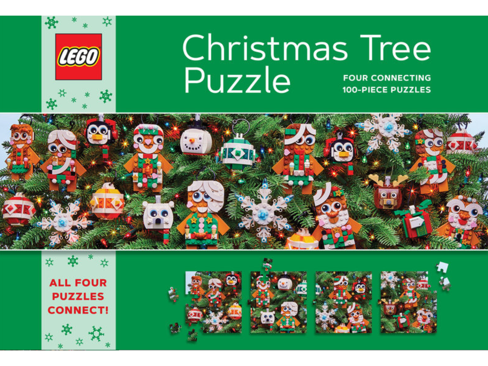 LEGO Christmas Tree Puzzle: Four Connecting 100-Piece Puzzles