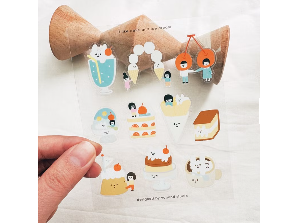 Yohand Studio - Transparent Die-Cut Stickers  - 1 Sheet - I Like Cake and Ice Cream