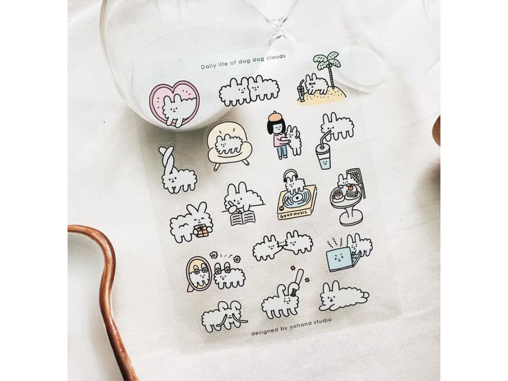 Yohand Studio - Transparent Die-Cut Stickers - 1 Sheet - Daily Life of Dog Dog Clouds