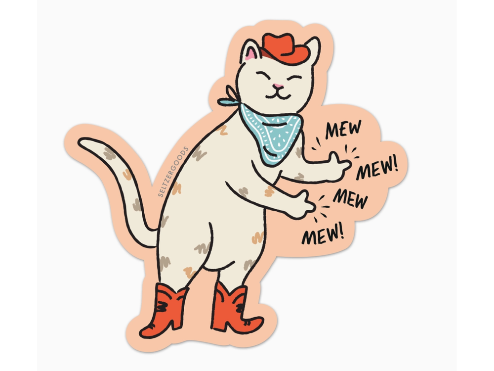Seltzer Goods - Sticker - Cowboy Kitty