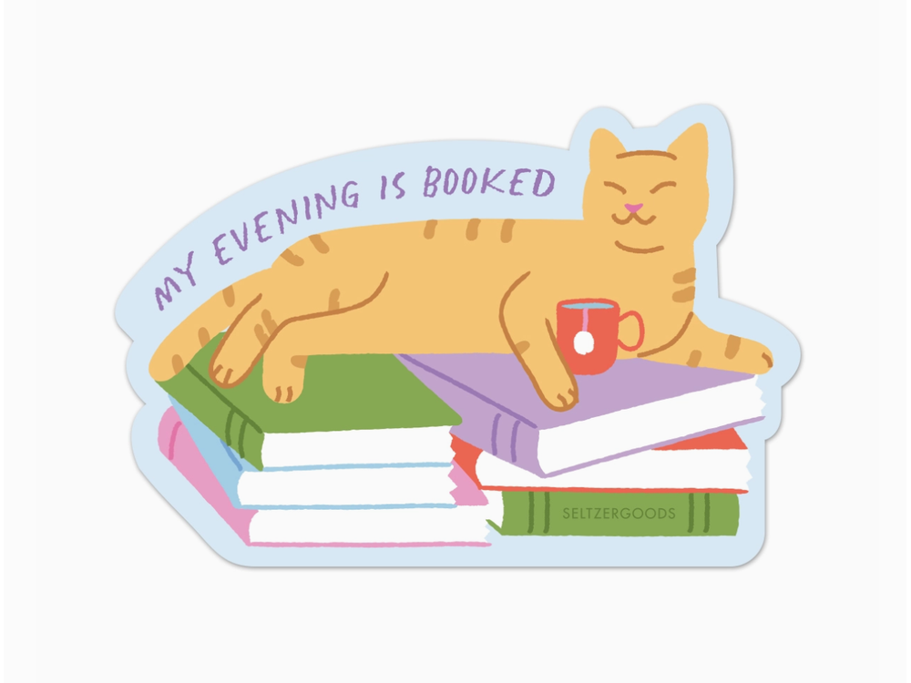 Seltzer Goods - Sticker - Evening Booked Cat