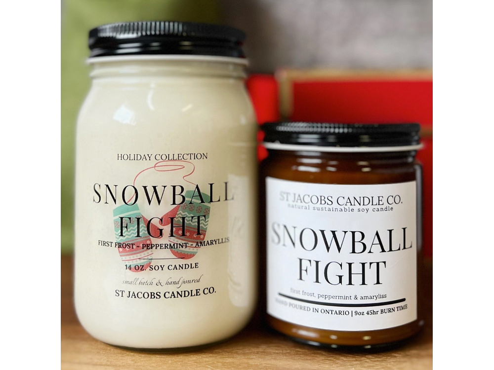 St. Jacobs Candle Co. - 14 oz Soy Candle - Holiday Collection - Snowball Fight