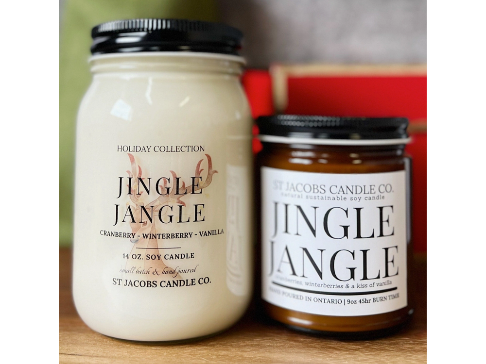 St. Jacobs Candle Co. - 14 oz Soy Candle - Holiday Collection - Jingle Jangle