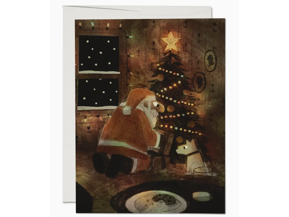 Red Cap Cards - Holiday Greeting Card - Twinkling Lights