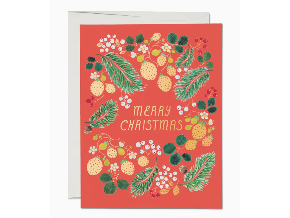 Red Cap Cards - Holiday Greeting Card - Berry Christmas