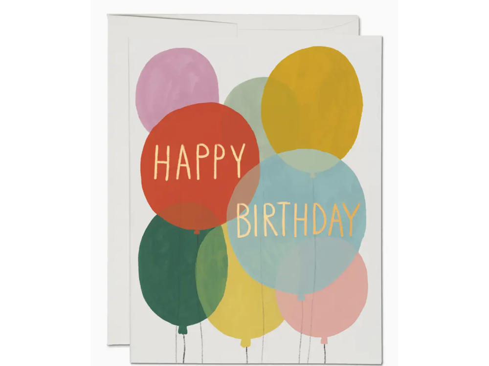 Red Cap Cards - Birthday Greeting Card - Birthday Balloons