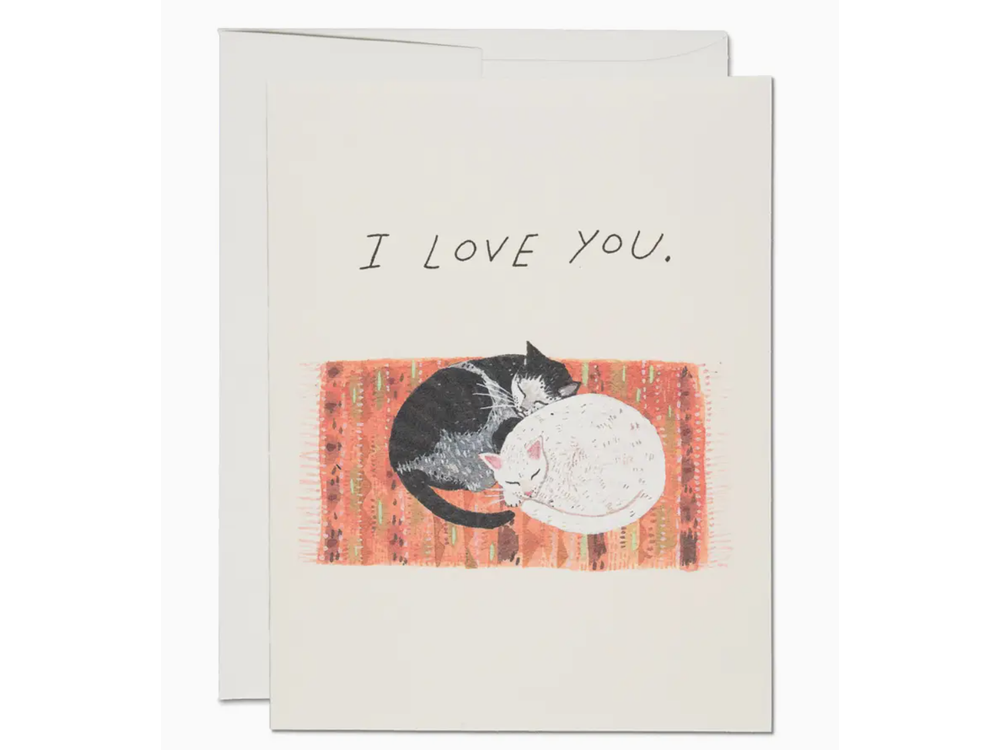 Red Cap Cards - Greeting Card - Cat Cuddle Love