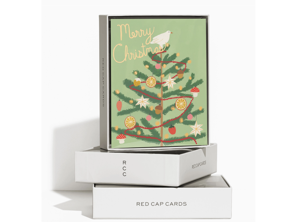 Red Cap Cards - Holiday Greeting Card - Christmas Spice Tree (Box of 8)