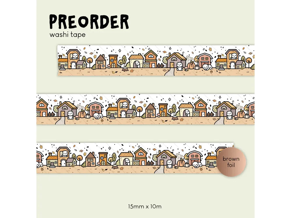 <b>PRE-ORDER</b> - TheCoffeeMonstezCo - An Autumnal Neighbourhood Washi Tape - 15mm