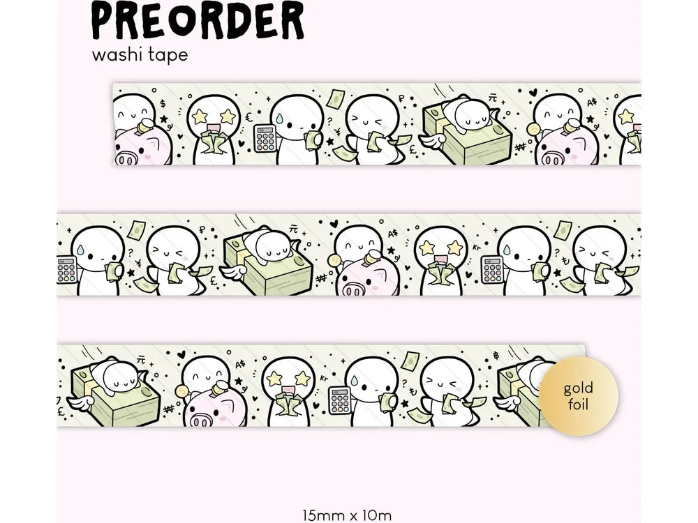 <b>PRE-ORDER</b> - TheCoffeeMonstezCo - Bills & Budgeting 2.0 Washi Tape - 15mm