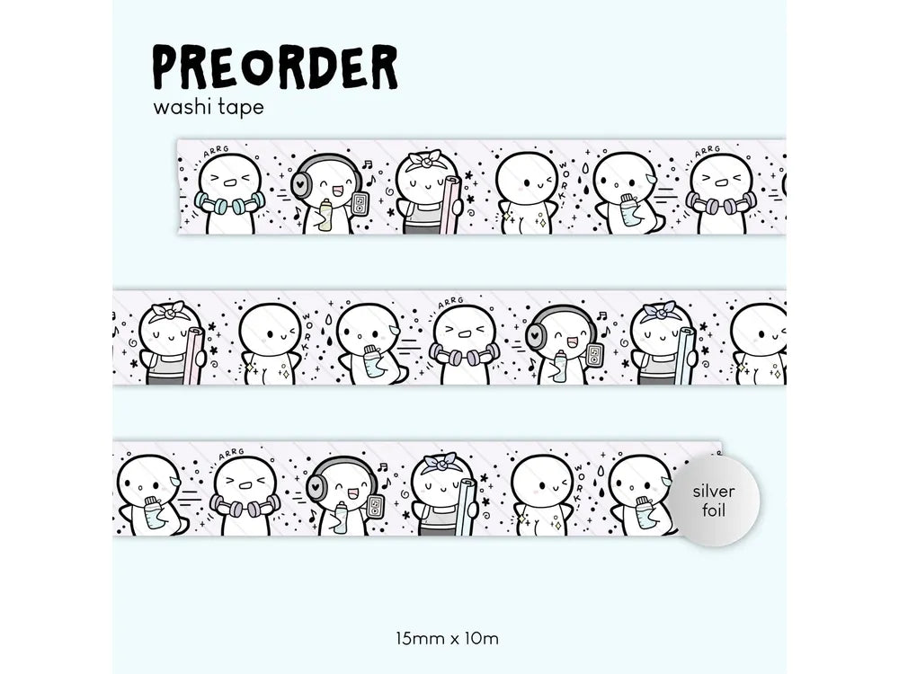 <b>PRE-ORDER</b> - TheCoffeeMonstezCo - Gym Goer Washi Tape - 15mm
