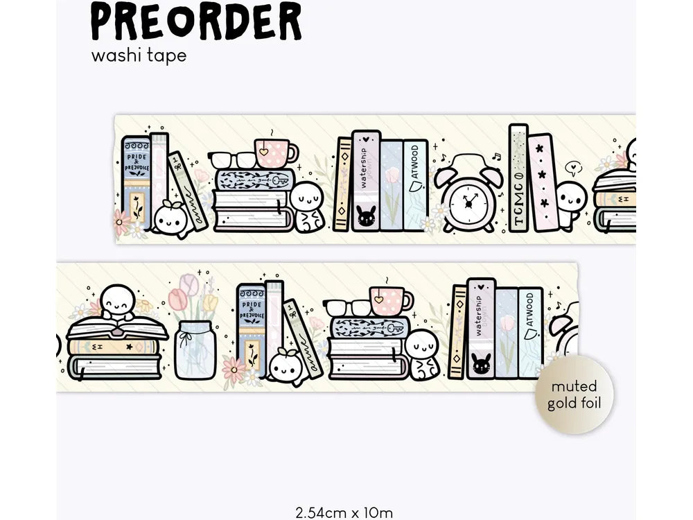 <b>PRE-ORDER</b> - TheCoffeeMonstezCo - Spring Bookshelf Washi Tape - 1”