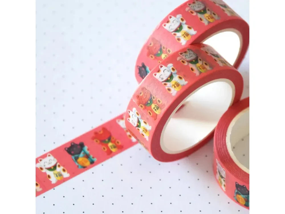 Hop & Flop Washi Tape - Lucky Cats Maneki Neko