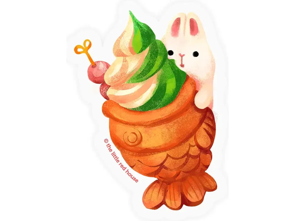 The Little Red House Sticker - Taiyaki with Bunny