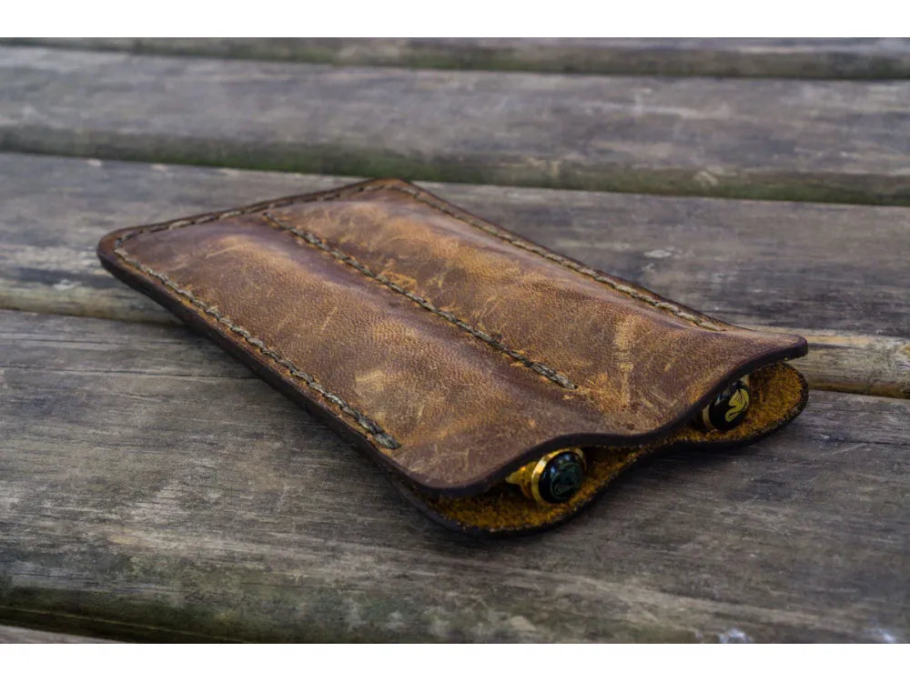 Galen Leather - Double Fountain Pen Sleeve - Crazy Horse Brown