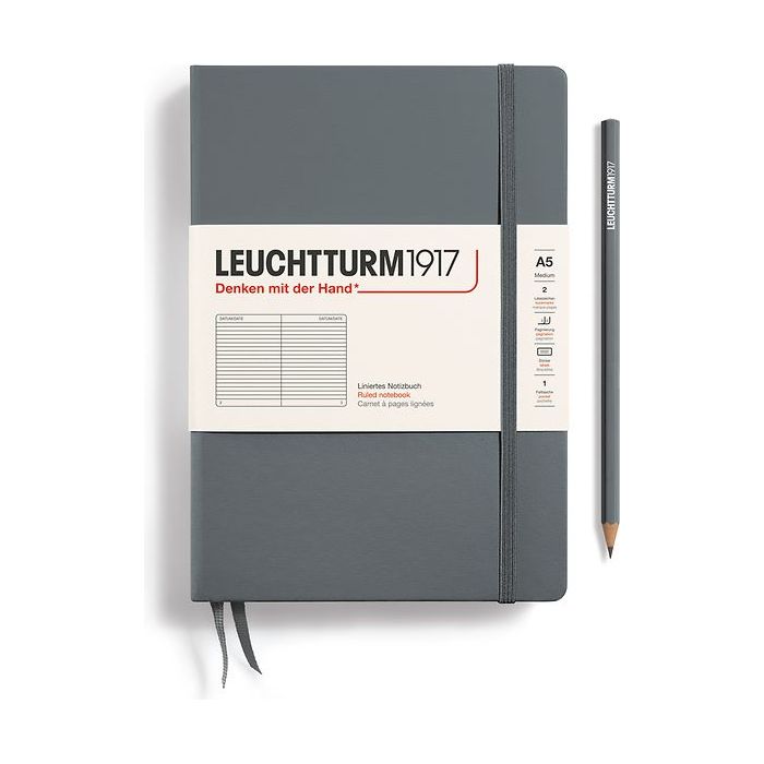 Leuchtturm Hardcover A5 Notebook - Anthracite (Ruled)