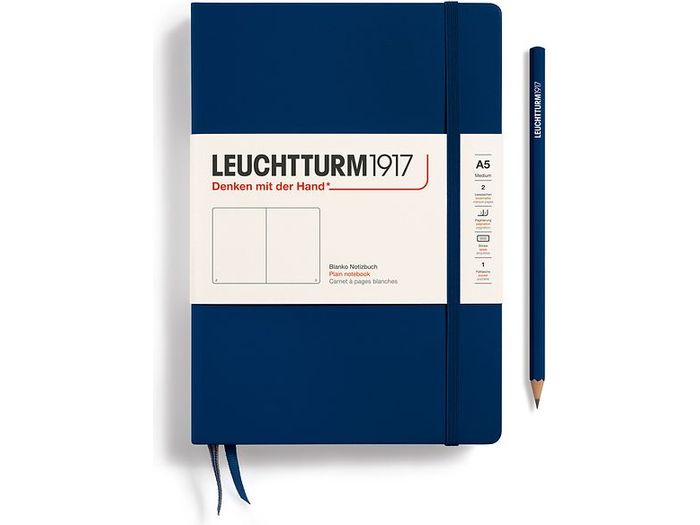 Leuchtturm Hardcover A5 Notebook - Navy Blue (Plain)