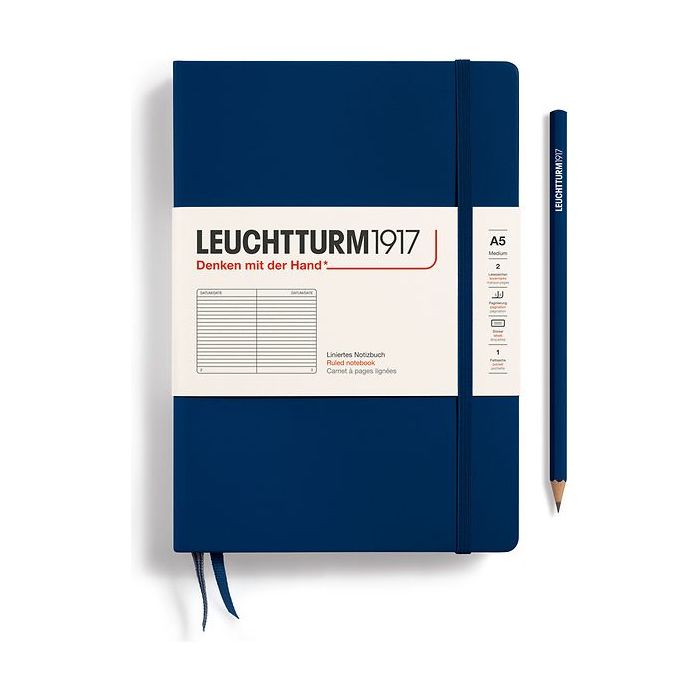 Leuchtturm Hardcover A5 Notebook - Navy Blue (Ruled)