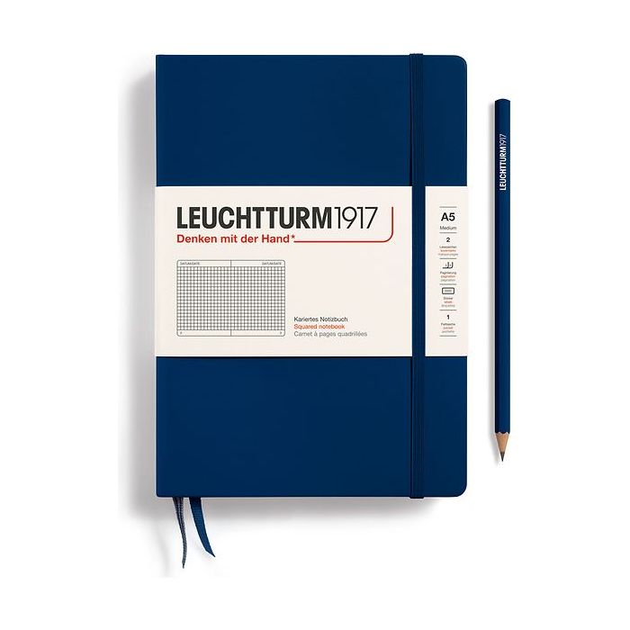 Leuchtturm Hardcover A5 Notebook - Navy Blue (Squared)