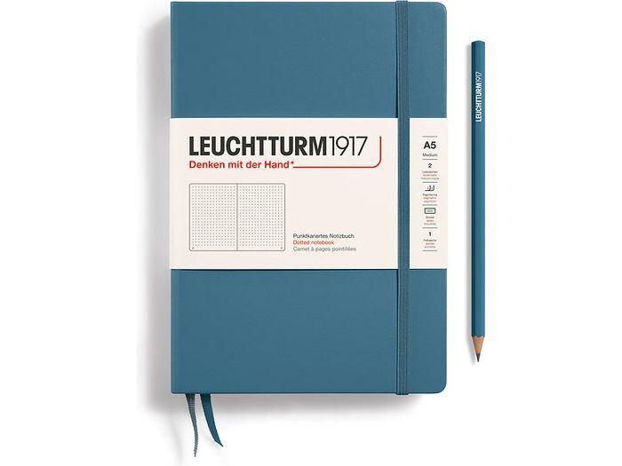 Leuchtturm Hardcover Notebook - A5 - Stone Blue (Dotted)