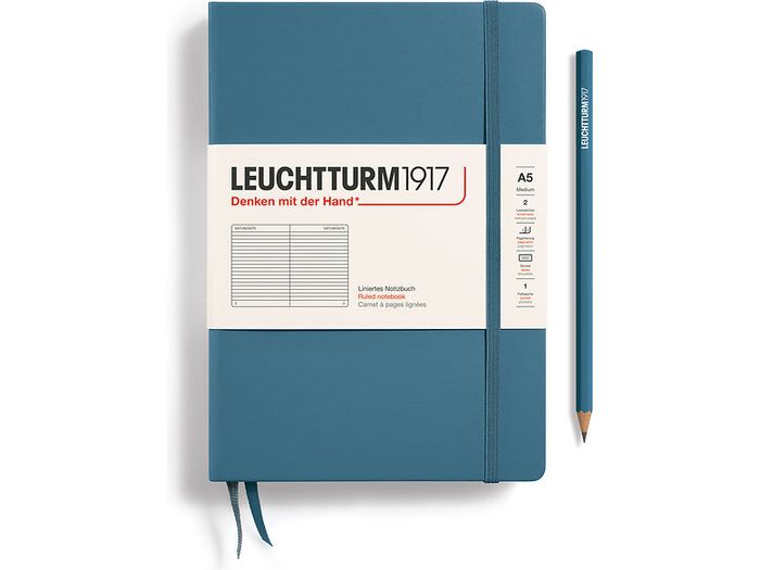 Leuchtturm Hardcover Notebook - A5 - Stone Blue (Lined)