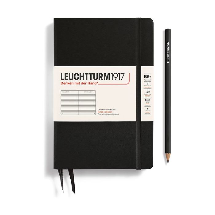 Leuchtturm Hardcover B6+ Notebook - Black (Lined)