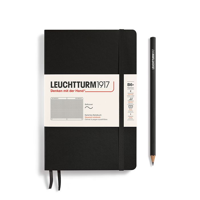 Leuchtturm Softcover B6+ Notebook - Black (Squared)