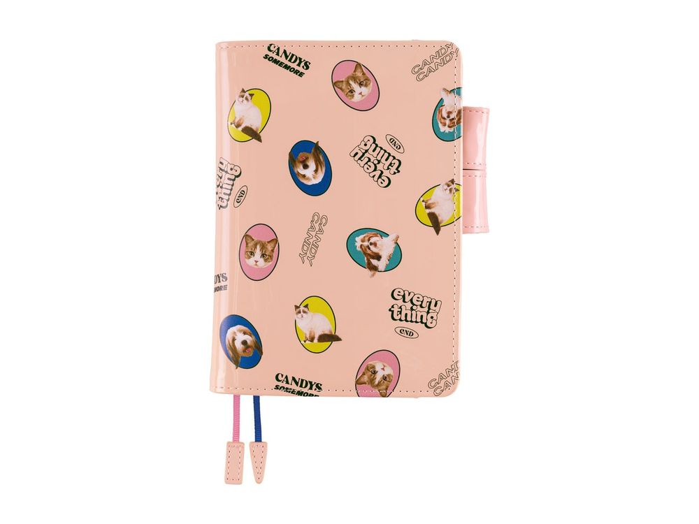 Hobonichi 2026 - A6 Cover - Candy Stripper: Random Dog & Cat (Pink)