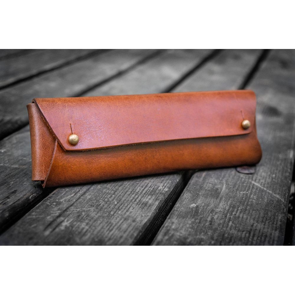 Galen Leather - The Student Leather Pencil Case - Brown