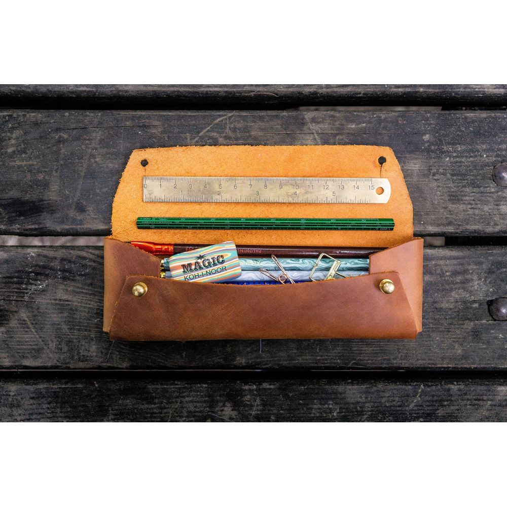 Galen Leather - The Student Leather Pencil Case - Crazy Horse Tan