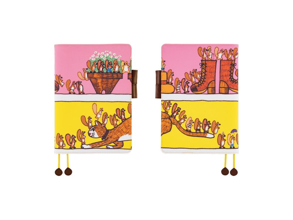 Hobonichi 2026 - A5 Cover - 100%ORANGE: Where’s the Squirrel Going