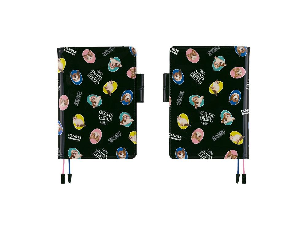 Hobonichi 2026 - A5 Cover - Candy Stripper: Random Dog & Cat (Black)