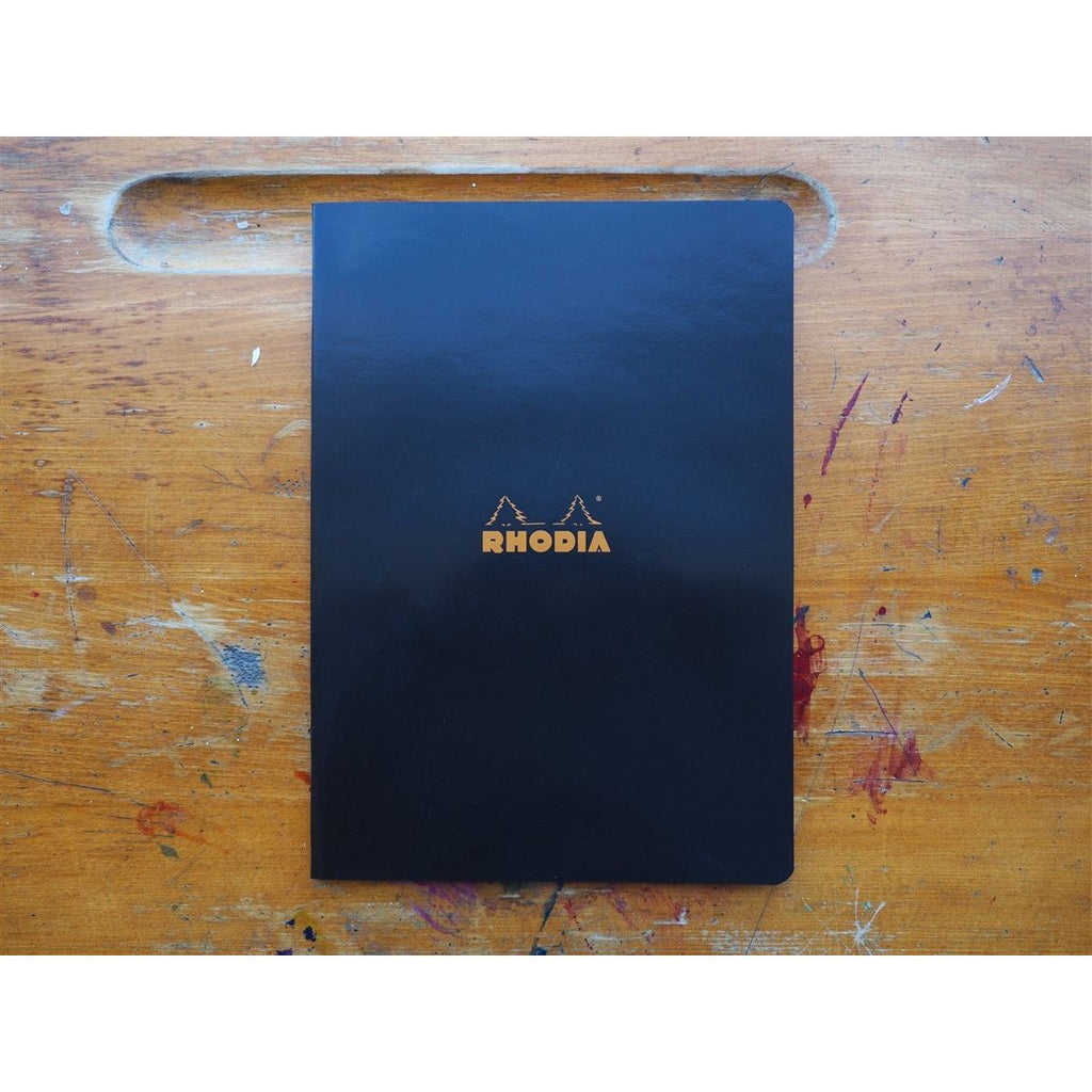 <center>Rhodia Side-Stapled Notebook - Graph - Black (A4)</center>