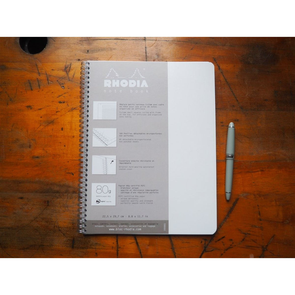 Rhodia Classic Spiral Bound Notebook Graph - A4 Ice White (22.5cm x 29.7cm)