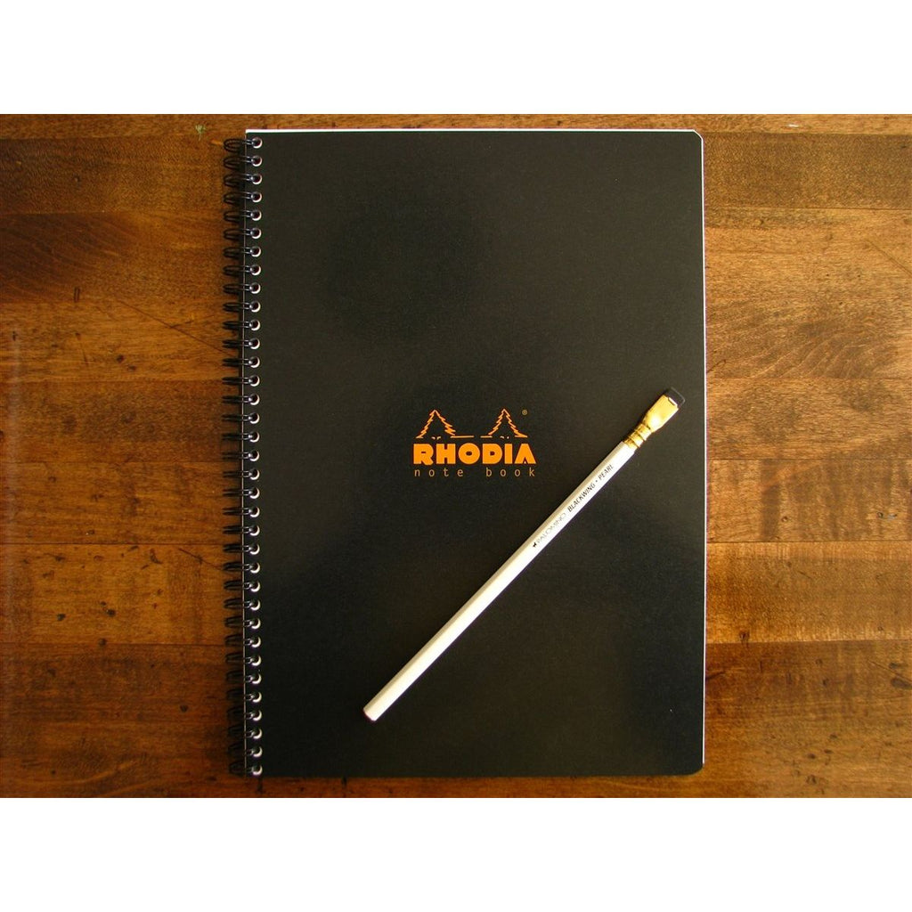 Rhodia Classic Spiral Bound Notebook Lined - A4 Black (21cm x 29.7cm)