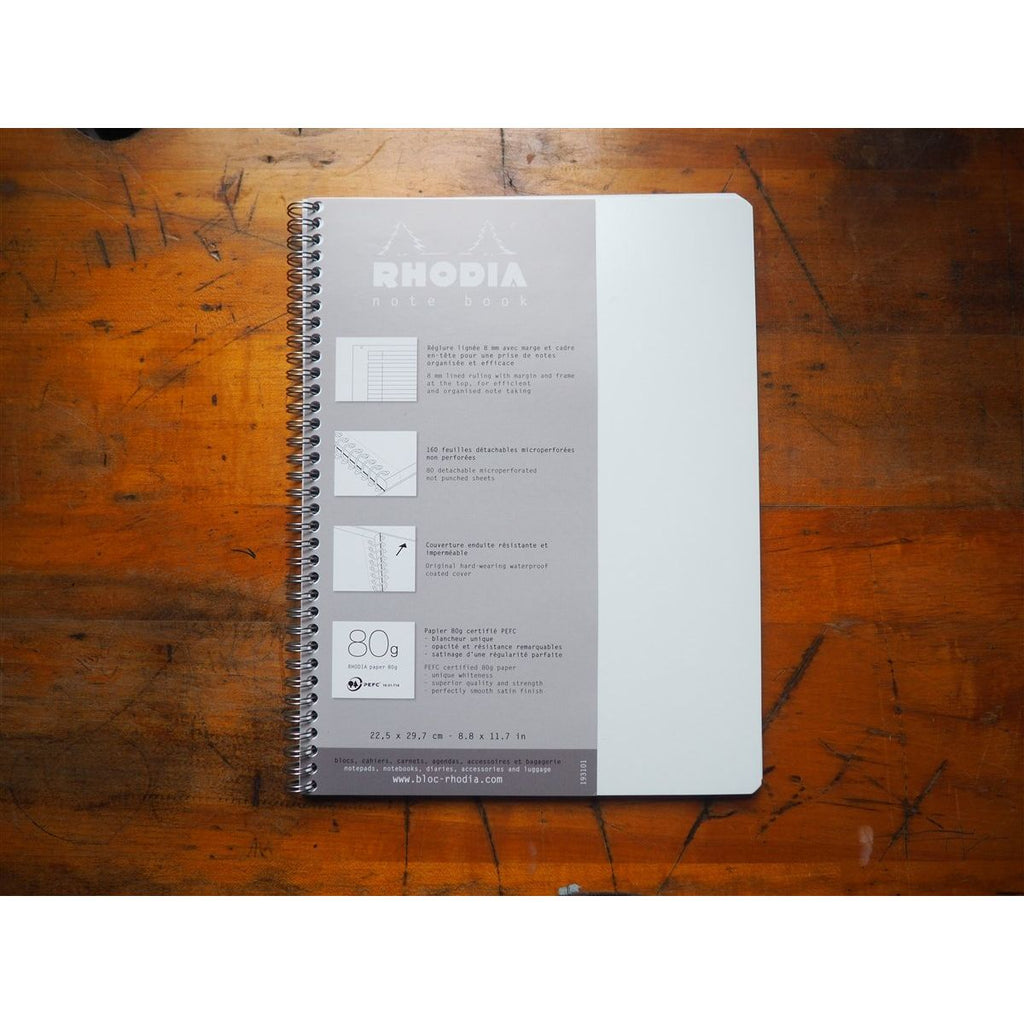 Rhodia Classic Spiral Bound Notebook Lined - A4 Ice White (22.5cm x 29.7cm)