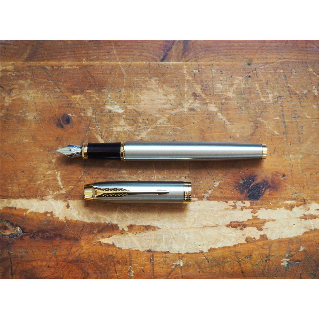 Parker IM Fountain Pen - Silver with Gold Trim